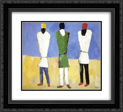 Peasants 22x20 Black Ornate Wood Framed Art Print Poster with Double Matting by Malevich, Kazimir