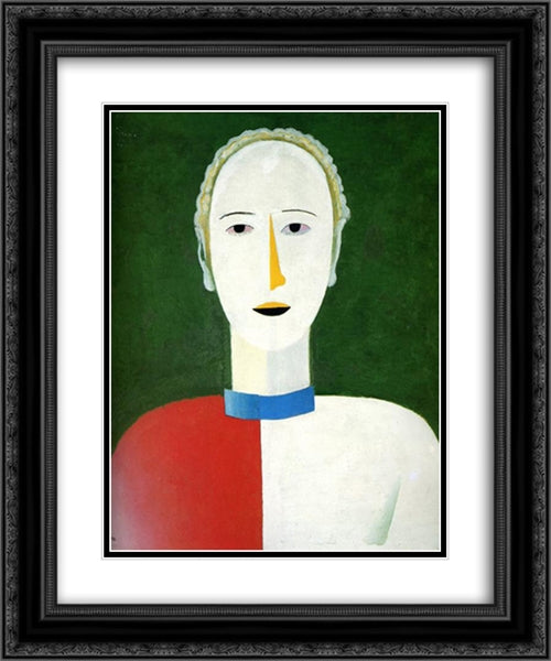 Portrait of a Woman 20x24 Black Ornate Wood Framed Art Print Poster with Double Matting by Malevich, Kazimir