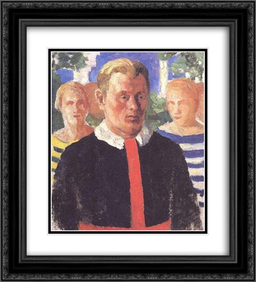 Portrait of a Man 20x22 Black Ornate Wood Framed Art Print Poster with Double Matting by Malevich, Kazimir