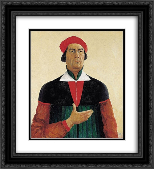 Self-Portrait 20x22 Black Ornate Wood Framed Art Print Poster with Double Matting by Malevich, Kazimir