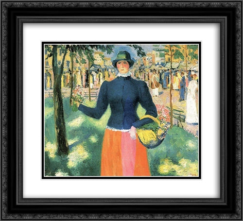 Flowergirl 22x20 Black Ornate Wood Framed Art Print Poster with Double Matting by Malevich, Kazimir