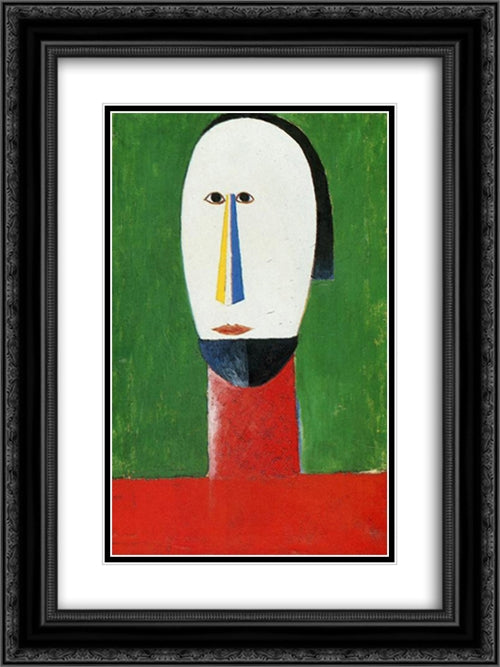 Head 18x24 Black Ornate Wood Framed Art Print Poster with Double Matting by Malevich, Kazimir