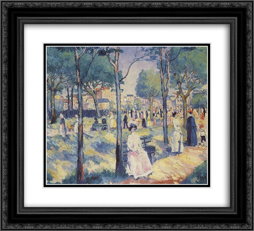 On the Boulevard 22x20 Black Ornate Wood Framed Art Print Poster with Double Matting by Malevich, Kazimir