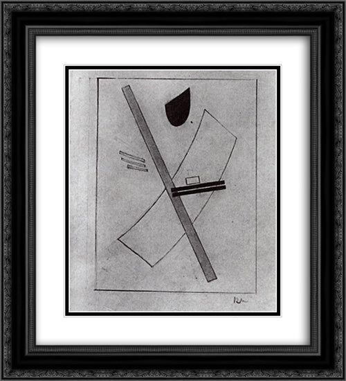 Suprematism 20x22 Black Ornate Wood Framed Art Print Poster with Double Matting by Malevich, Kazimir