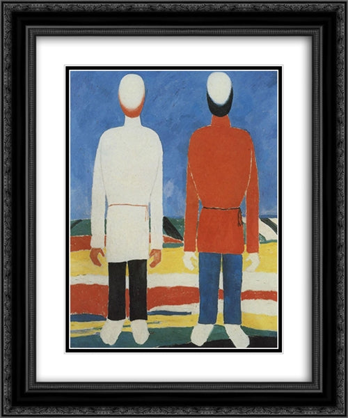 Two Male Figures 20x24 Black Ornate Wood Framed Art Print Poster with Double Matting by Malevich, Kazimir