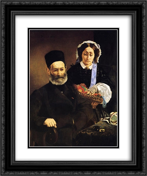 Portrait of Monsieur and Madame Auguste Manet 20x24 Black Ornate Wood Framed Art Print Poster with Double Matting by Manet, Edouard