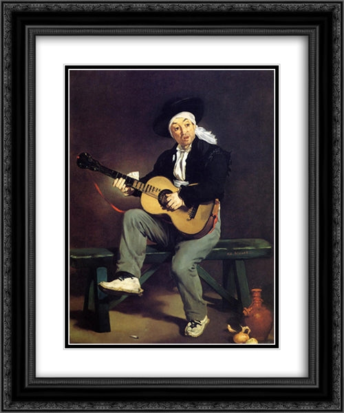 The Spanish Singer 20x24 Black Ornate Wood Framed Art Print Poster with Double Matting by Manet, Edouard