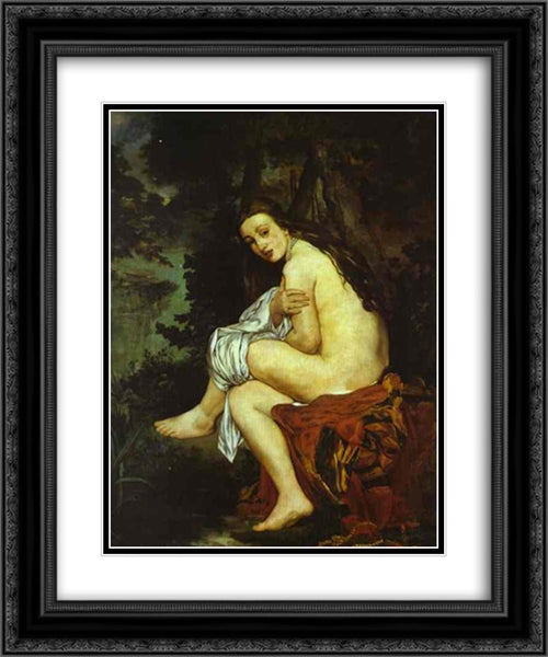 Surprised Nymph 20x24 Black Ornate Wood Framed Art Print Poster with Double Matting by Manet, Edouard