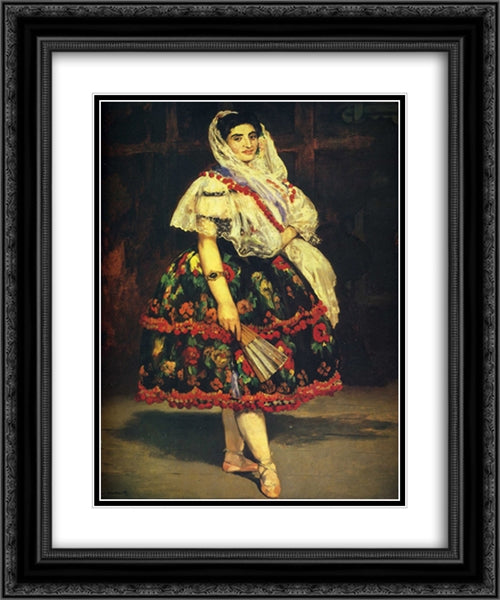 Lola de Valence 20x24 Black Ornate Wood Framed Art Print Poster with Double Matting by Manet, Edouard