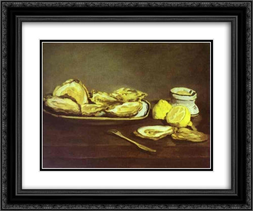 Oysters 24x20 Black Ornate Wood Framed Art Print Poster with Double Matting by Manet, Edouard