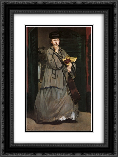 Street Singer 18x24 Black Ornate Wood Framed Art Print Poster with Double Matting by Manet, Edouard