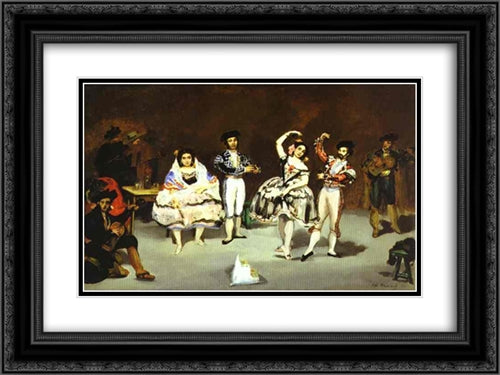 The spanish ballet 24x18 Black Ornate Wood Framed Art Print Poster with Double Matting by Manet, Edouard