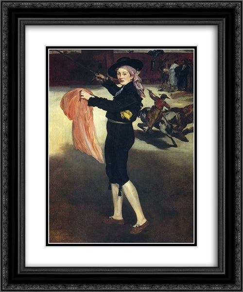 Victorine Meurent in the costume of an Espada 20x24 Black Ornate Wood Framed Art Print Poster with Double Matting by Manet, Edouard