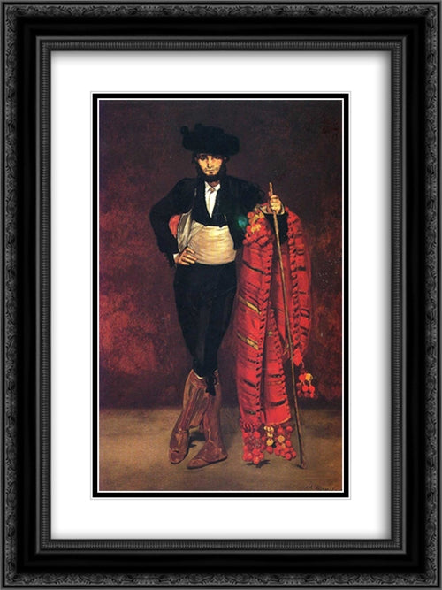 Young man in the costume of a majo 18x24 Black Ornate Wood Framed Art Print Poster with Double Matting by Manet, Edouard