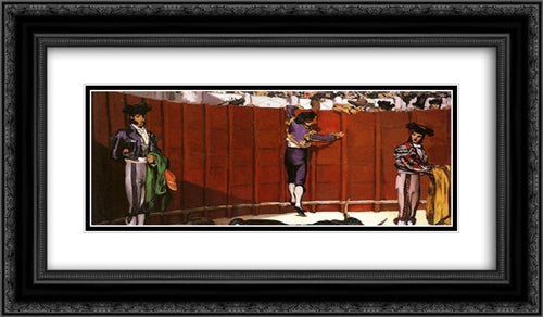 The Bullfight 24x14 Black Ornate Wood Framed Art Print Poster with Double Matting by Manet, Edouard