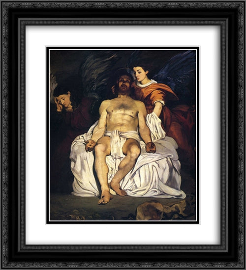 The Dead Christ with Angels 20x22 Black Ornate Wood Framed Art Print Poster with Double Matting by Manet, Edouard