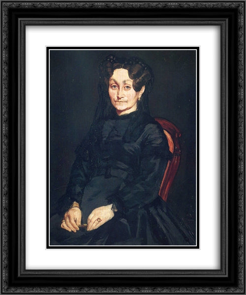 Madame Auguste Manet 20x24 Black Ornate Wood Framed Art Print Poster with Double Matting by Manet, Edouard