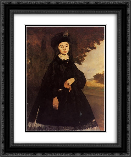 Madame Brunet 20x24 Black Ornate Wood Framed Art Print Poster with Double Matting by Manet, Edouard