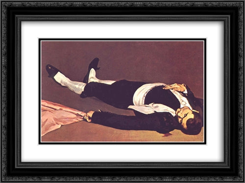 The dead toreador 24x18 Black Ornate Wood Framed Art Print Poster with Double Matting by Manet, Edouard