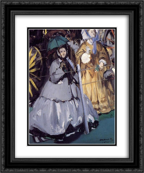 Women at the Races 20x24 Black Ornate Wood Framed Art Print Poster with Double Matting by Manet, Edouard
