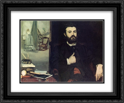 Portrait of Zacharie Astruc 24x20 Black Ornate Wood Framed Art Print Poster with Double Matting by Manet, Edouard