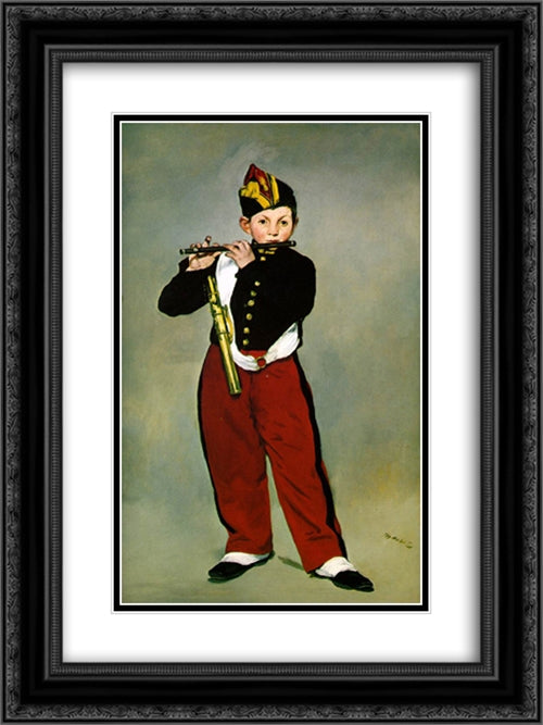 The Fifer 18x24 Black Ornate Wood Framed Art Print Poster with Double Matting by Manet, Edouard
