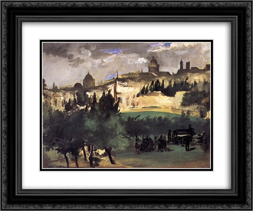 The burial 24x20 Black Ornate Wood Framed Art Print Poster with Double Matting by Manet, Edouard