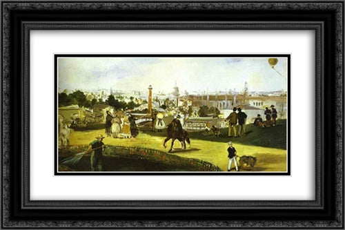The Exposition Universelle 24x16 Black Ornate Wood Framed Art Print Poster with Double Matting by Manet, Edouard