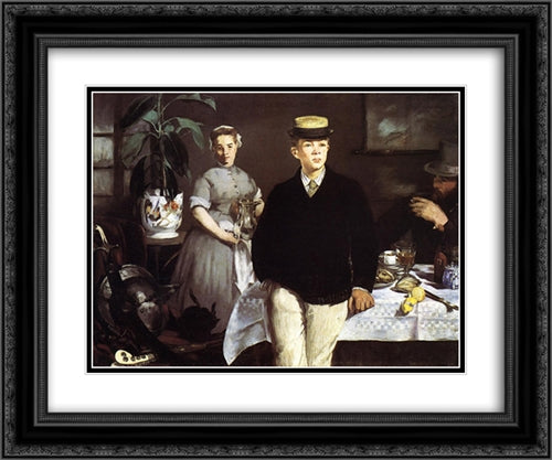 Luncheon in the Studio 24x20 Black Ornate Wood Framed Art Print Poster with Double Matting by Manet, Edouard