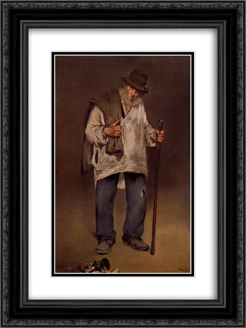 The ragpicker 18x24 Black Ornate Wood Framed Art Print Poster with Double Matting by Manet, Edouard