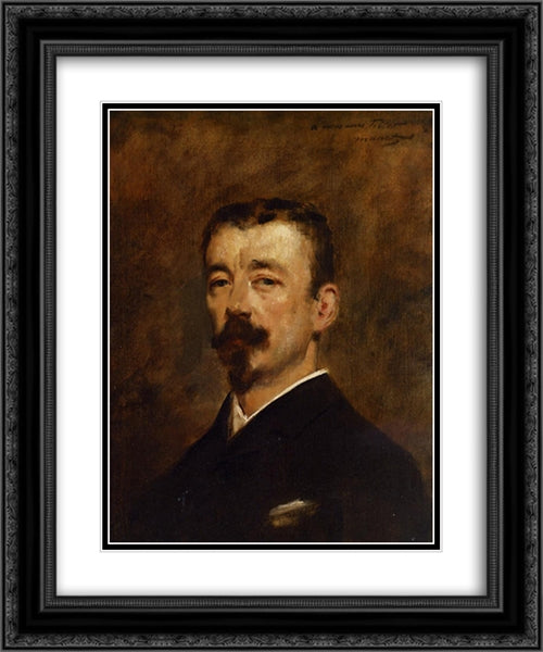 Portrait of Monsieur Tillet 20x24 Black Ornate Wood Framed Art Print Poster with Double Matting by Manet, Edouard