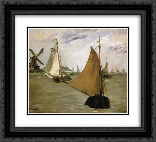 View of Holland 22x20 Black Ornate Wood Framed Art Print Poster with Double Matting by Manet, Edouard