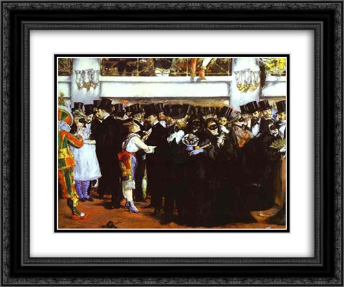 The Masked Ball at the Opera 24x20 Black Ornate Wood Framed Art Print Poster with Double Matting by Manet, Edouard