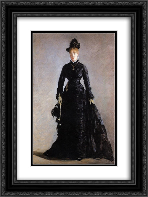 Parisienne Study of Ellen Andree 18x24 Black Ornate Wood Framed Art Print Poster with Double Matting by Manet, Edouard