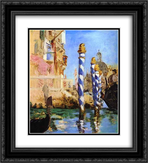 The Grand Canal 20x22 Black Ornate Wood Framed Art Print Poster with Double Matting by Manet, Edouard