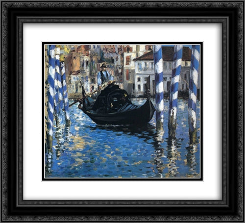 The grand canal of Venice (Blue Venice) 22x20 Black Ornate Wood Framed Art Print Poster with Double Matting by Manet, Edouard