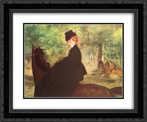 The Horsewoman 24x20 Black Ornate Wood Framed Art Print Poster with Double Matting by Manet, Edouard