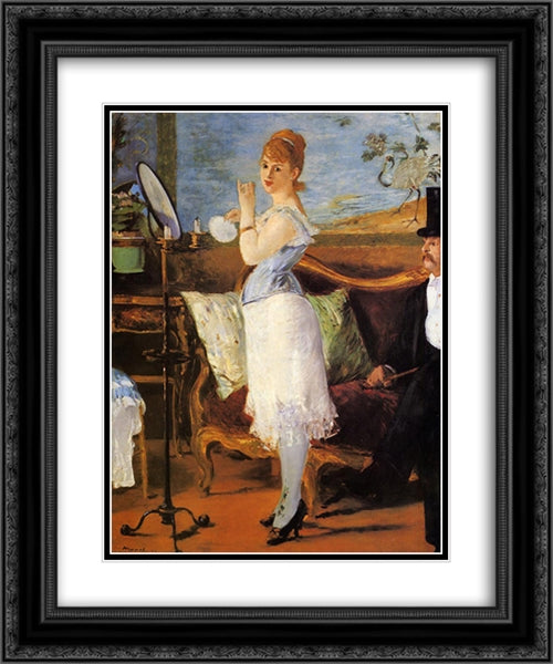 Nana 20x24 Black Ornate Wood Framed Art Print Poster with Double Matting by Manet, Edouard