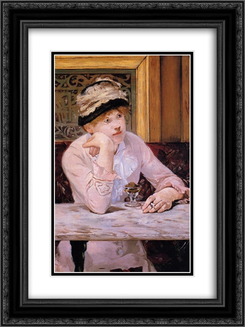 Plum 18x24 Black Ornate Wood Framed Art Print Poster with Double Matting by Manet, Edouard