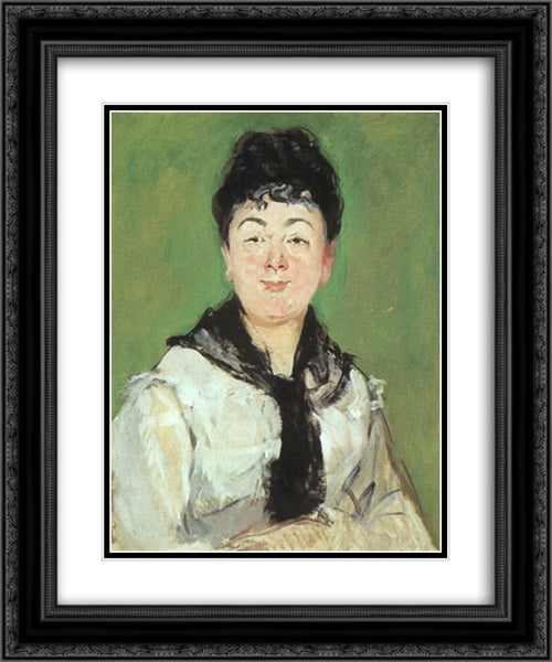 Portrait of a lady with a black fichu 20x24 Black Ornate Wood Framed Art Print Poster with Double Matting by Manet, Edouard