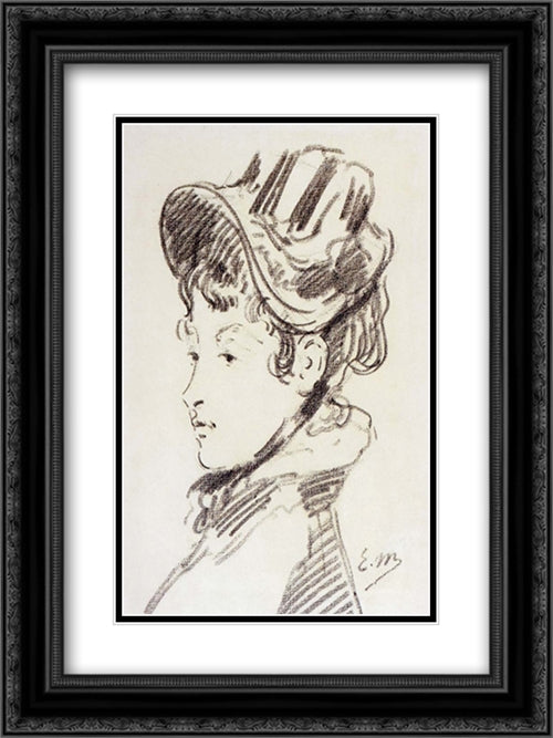 Portrait of madame Julles Guillemet 18x24 Black Ornate Wood Framed Art Print Poster with Double Matting by Manet, Edouard