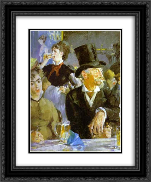 The Bock Drinkers 20x24 Black Ornate Wood Framed Art Print Poster with Double Matting by Manet, Edouard