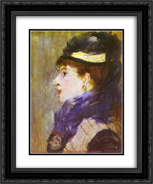 Portrait of a Lady 20x24 Black Ornate Wood Framed Art Print Poster with Double Matting by Manet, Edouard