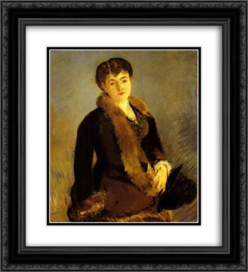 Portrait of Mademoiselle Isabelle Lemonnier 20x22 Black Ornate Wood Framed Art Print Poster with Double Matting by Manet, Edouard