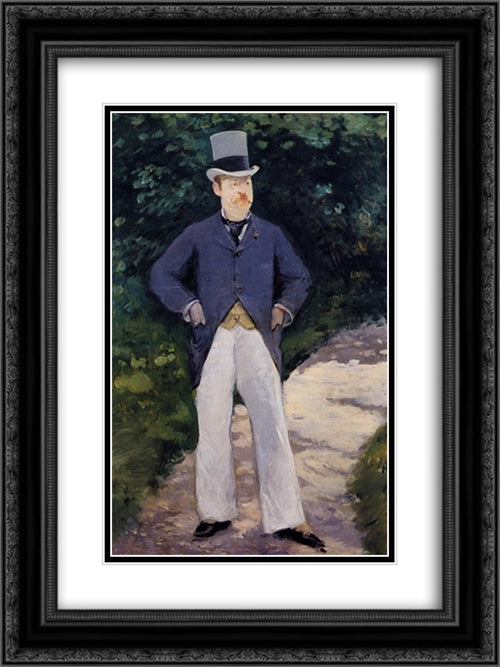 Portrait of Monsieur Brun 18x24 Black Ornate Wood Framed Art Print Poster with Double Matting by Manet, Edouard