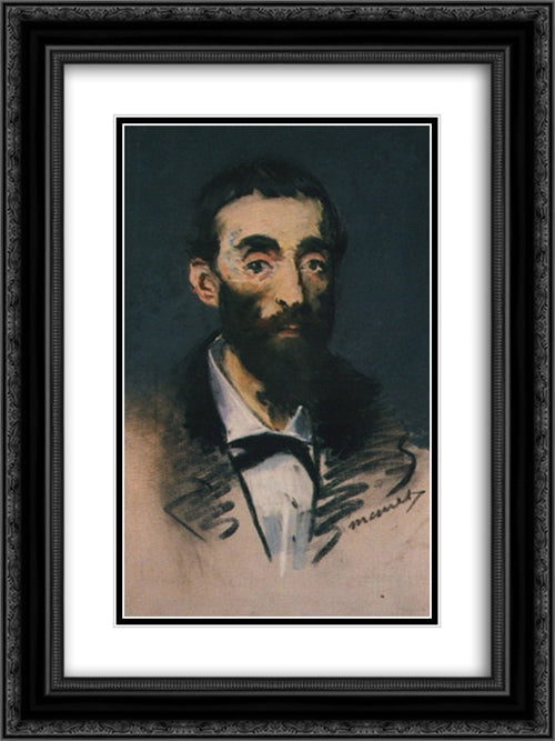 Portrait of Ernest Cabaner 18x24 Black Ornate Wood Framed Art Print Poster with Double Matting by Manet, Edouard