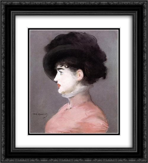 Portrait of Irma Brunner 20x22 Black Ornate Wood Framed Art Print Poster with Double Matting by Manet, Edouard