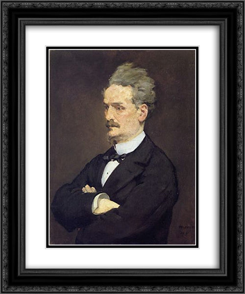 The Journalist Henri Rochefort 20x24 Black Ornate Wood Framed Art Print Poster with Double Matting by Manet, Edouard
