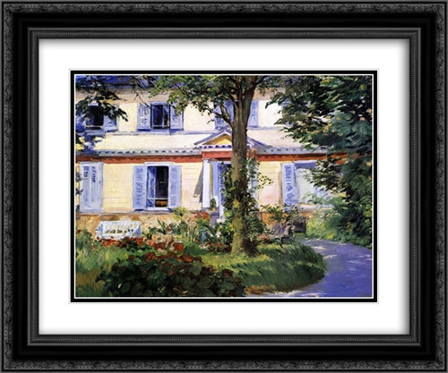 The House at Rueil 24x20 Black Ornate Wood Framed Art Print Poster with Double Matting by Manet, Edouard