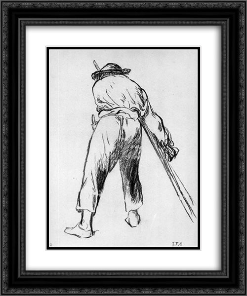 Sketch of moving farmer 20x24 Black Ornate Wood Framed Art Print Poster with Double Matting by Manet, Edouard